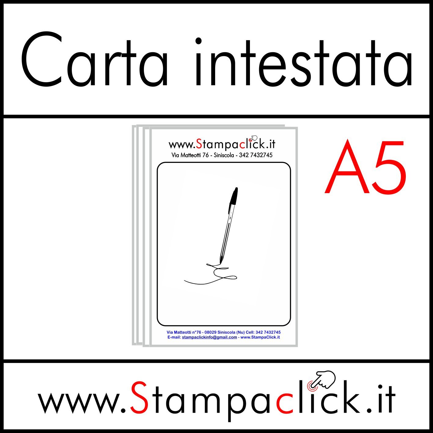 Carta intestata, Stampa online in Sardegna, Carta A5